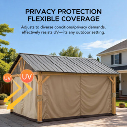 Sunjoy 4.6 x 4m Khaki Curtain for Cedar Gazebo(Gazebo Not Include) - Size: 1 x 208 x 378cm - Brown - Wilko - thumbnail 5