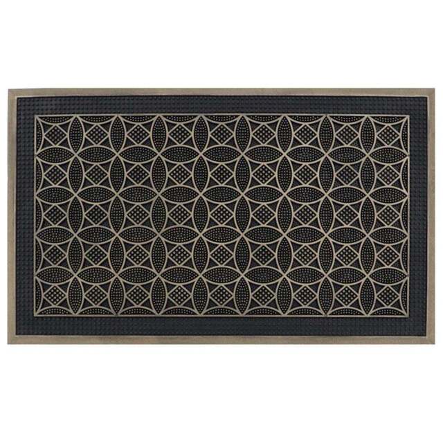 JVL Circles Havana Rubber Pin Doormat 45 x 75cm - Black - JVL Homewares - Wilko - image 1