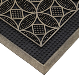 JVL Circles Havana Rubber Pin Doormat 45 x 75cm - Black - JVL Homewares - Wilko - thumbnail 4