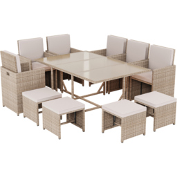 Garden Vida Cuba 10 Seater Natural PE Rattan Garden Dining Set with Cover - Wilko - thumbnail 3