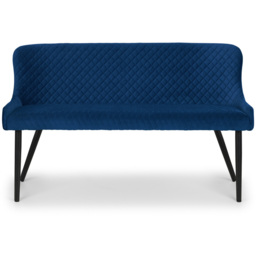 Julian Bowen Luxe 2 Seater Blue High Back Dining Bench - Size: Single - Black - Wilko - thumbnail 4