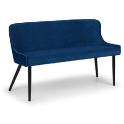 Julian Bowen Luxe 2 Seater Blue High Back Dining Bench - Size: Single - Black - Wilko - thumbnail 3