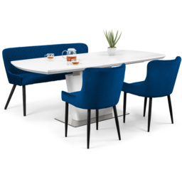 Julian Bowen Luxe 2 Seater Blue High Back Dining Bench - Size: Single - Black - Wilko - thumbnail 7