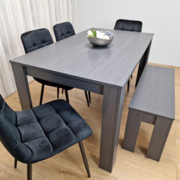 Kosy Koala 6 Seater Velvet Arrow Design Dining Bench Set Black and Dark Grey - Portland - Wilko - thumbnail 7