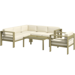 Outsunny 6 Seater Gold Aluminium Garden Sofa Set - Blonde - Wilko - thumbnail 3