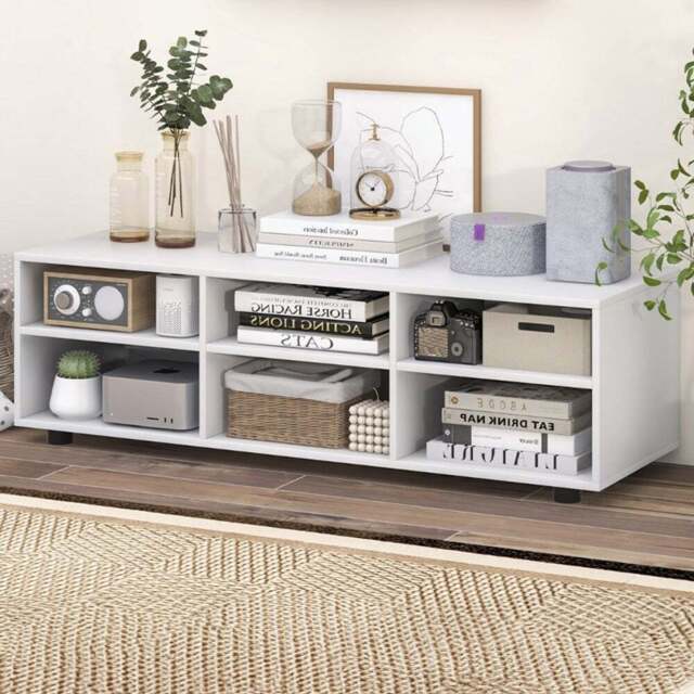 Costway 6 Shelf White TV Unit - Size: 126 x 50 x 12cm - Wilko - image 1