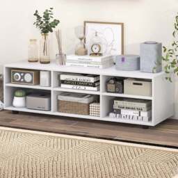 Costway 6 Shelf White TV Unit - Size: 126 x 50 x 12cm - Wilko