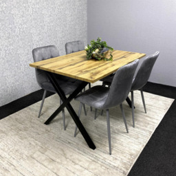 Kosy Koala 4 Seater MDF and Velvet Dining Table Set Grey - Brown - Wilko - thumbnail 4
