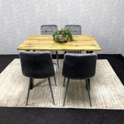 Kosy Koala 4 Seater MDF and Velvet Dining Table Set Grey - Brown - Wilko - thumbnail 5