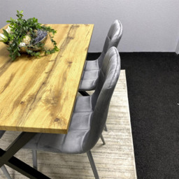 Kosy Koala 4 Seater MDF and Velvet Dining Table Set Grey - Brown - Wilko - thumbnail 3