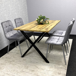 Kosy Koala 4 Seater MDF and Velvet Dining Table Set Grey - Brown - Wilko