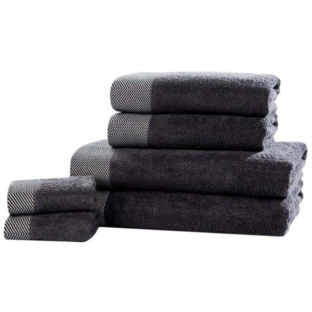 Rapport Home Tidal Charcoal Grey Cotton Face Cloth - Size: 0.1 x 30 x 30cm - Wilko - image 1