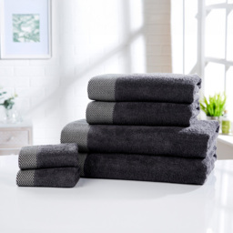 Rapport Home Tidal Charcoal Grey Cotton Face Cloth - Size: 0.1 x 30 x 30cm - Wilko - thumbnail 3