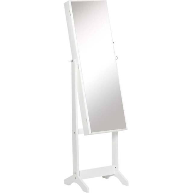 Portland Single Door White Mirrored Jewellery Cabinet - Size: 151 x 46cm - Wilko - image 1