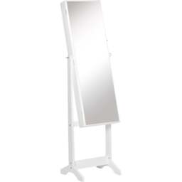 Portland Single Door White Mirrored Jewellery Cabinet - Size: 151 x 46cm - Wilko