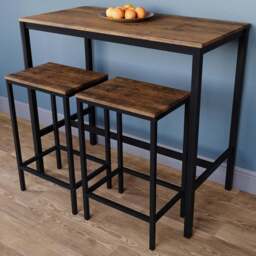 Vida Designs Roslyn 2 Seater Metal Frame Breakfast Table Set Dark Wood - Wilko - thumbnail 1