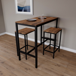 Vida Designs Roslyn 2 Seater Metal Frame Breakfast Table Set Dark Wood - Wilko - thumbnail 5