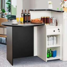 Costway Single Drawer 2 Shelf Reception Desk Black and White - Size: 120 x 70 x 100cm - Wilko - thumbnail 1