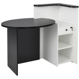 Costway Single Drawer 2 Shelf Reception Desk Black and White - Size: 120 x 70 x 100cm - Wilko - thumbnail 3