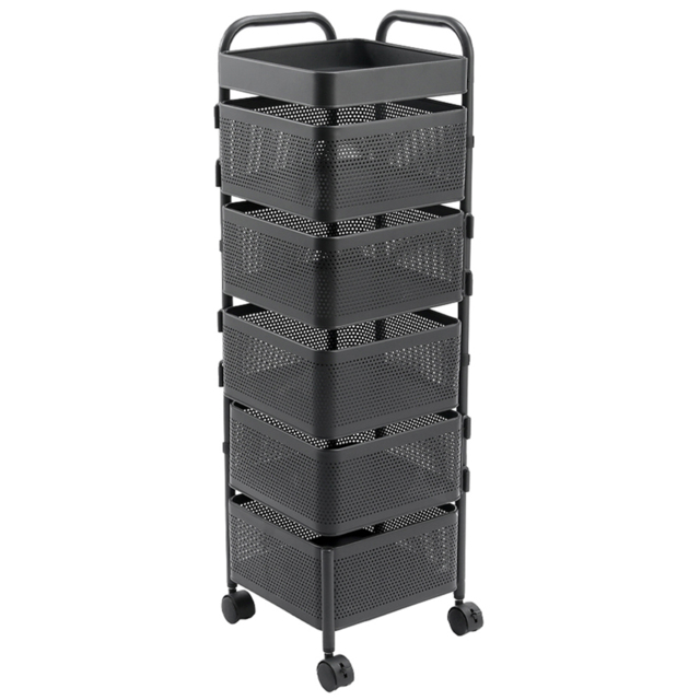 Living and Home 5 Tier Square Basket Rolling Kitchen Cart - Size: 5500 x 26 x 26cm - Black - Wilko - image 1