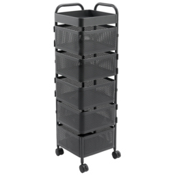 Living and Home 5 Tier Square Basket Rolling Kitchen Cart - Size: 5500 x 26 x 26cm - Black - Wilko - thumbnail 1