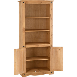 Seconique Corona 2 Door 3 Shelf Distressed Waxed Pine Bookcase - Brown - Wilko - thumbnail 5