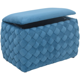 Artemis Home Plumeo Blue Velvet Storage Ottoman - Size: 45 x 65 x 43cm - Wilko - thumbnail 3