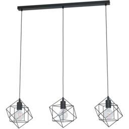 EGLO Straiton 3 Light Black Steel Geometric Pendant Lampshade - Size: 110 x 24 x 90.5cm - Wilko - thumbnail 1