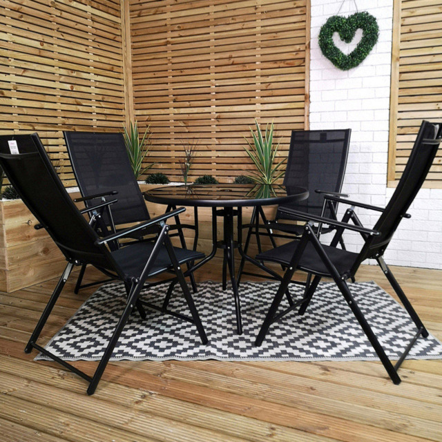 Samuel Alexander 4 Seater Round Outdoor Recliner Dining Set Black - Wilko - image 1