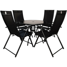 Samuel Alexander 4 Seater Round Outdoor Recliner Dining Set Black - Wilko - thumbnail 3