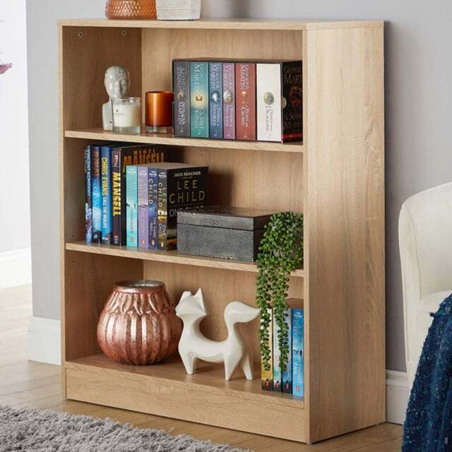 Home Source Clara 3 Shelf Oak Short Bookcase - Brown - Wilko - image 1
