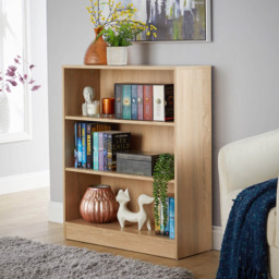 Home Source Clara 3 Shelf Oak Short Bookcase - Brown - Wilko - thumbnail 6