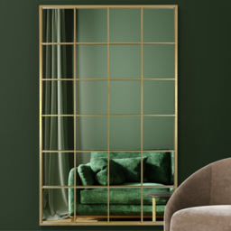 MirrorOutlet The Genestra Gold Modern Window Garden Wall Mirror 174 x 110cm - Size: 174 x 110 x 3cm - Wilko - thumbnail 3
