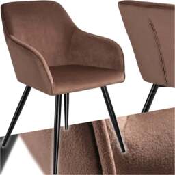 tectake Marilyn Brown and Black Velvet Look Padded Dining Chair - Size: 82 x 58 x 62cm - Wilko - thumbnail 3