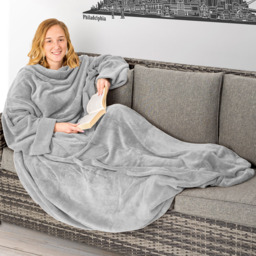 tectake Grey Wearable Snuggle Throw with Arms 200 x 170cm - Size: 1 x 170 x 200cm - Wilko - thumbnail 3