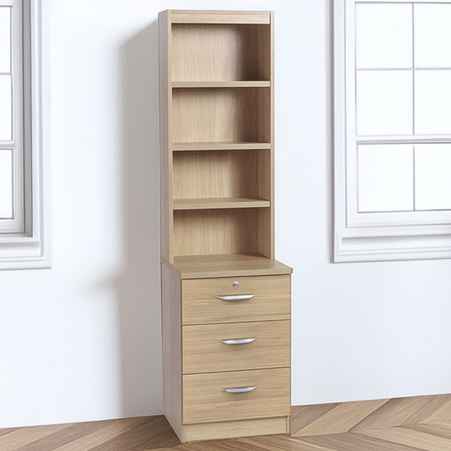 R White Cabinets 3 Drawer 4 Shelf Brown Storage Unit With Hutch - Size: 182.8 x 47.9 x 54cm - Wilko - image 1
