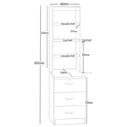 R White Cabinets 3 Drawer 4 Shelf Brown Storage Unit With Hutch - Size: 182.8 x 47.9 x 54cm - Wilko - thumbnail 6