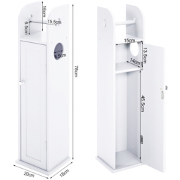 H&O Direct White Wooden Toilet Roll Holder Cabinet - Size: 78 x 20 x 18cm - Wilko - thumbnail 6