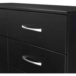 Crowndale Avon 6 Drawer Matt Black Wide Chest of Drawers Ready Assembled - Black Matt - Wilko - thumbnail 6