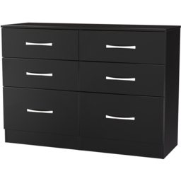 Crowndale Avon 6 Drawer Matt Black Wide Chest of Drawers Ready Assembled - Black Matt - Wilko - thumbnail 5
