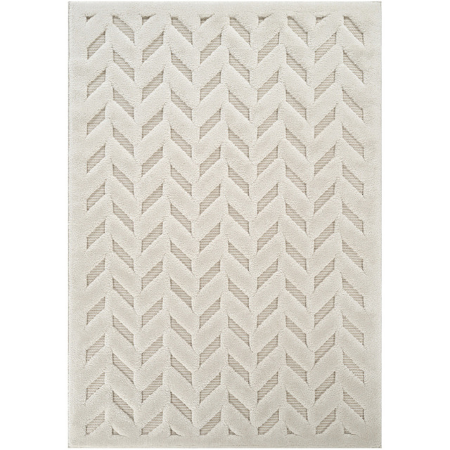 Freya Living Room Area Rug Contemporary 3D Embossed Modern Herringbone Design - Cream 120cm x 170cm - Size: 170 x 120 x 2cm - Desire Rugs - Wilko - image 1