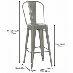 FWStyle Silver Gloss Metal Bar Chair 4 Pack - Size: Set of 4 - Wilko - thumbnail 7