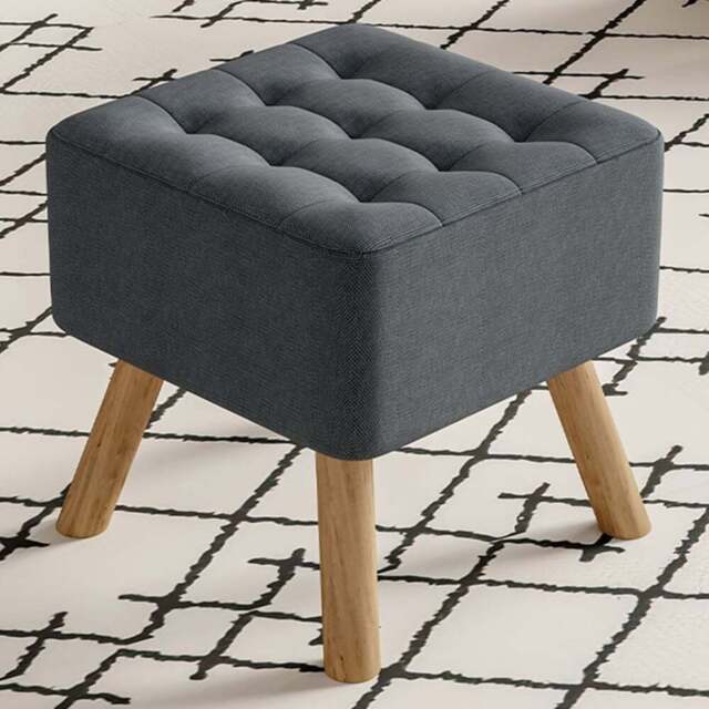 Living and Home Grey Linen Footstool - Wilko - image 1
