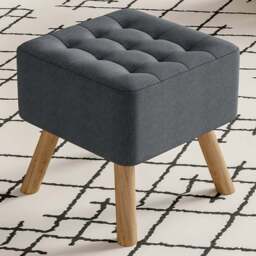 Living and Home Grey Linen Footstool - Wilko