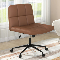 Costway Brown PU Leather Upholstered Office Chair - Size: 67 x 57 x 34cm - Wilko