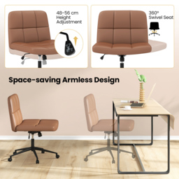 Costway Brown PU Leather Upholstered Office Chair - Size: 67 x 57 x 34cm - Wilko - thumbnail 7