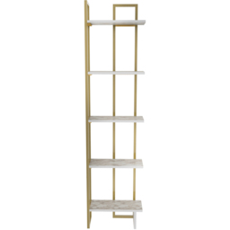 Decorotika Alice 5 Shelf Gold and White Marble Effect Corner Bookshelf - Size: 180 x 45.2 x 21.6cm - Multi - Wilko - thumbnail 3