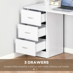 Portland 3 Drawer 3 Shelf Computer Desk White - Size: 120 x 49 x 72cm - Wilko - thumbnail 7