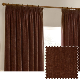 Yard Heavy Nutmeg Chenille Velvet Pencil Pleat Curtains 117 x 183cm - Size: W 117 x D 183cm - Red - Wilko - thumbnail 5
