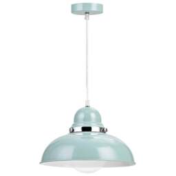 Premier Housewares Chrome Finish Ceramic Base Table Lamp - Size: 30 x 30 x 115cm - Blue - Wilko
